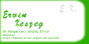 ervin keszeg business card